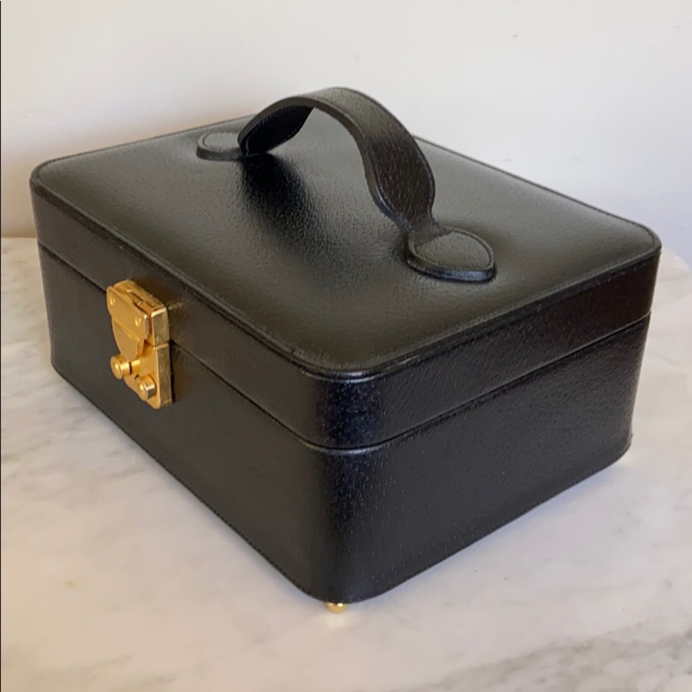 Smythson Black Leather Traveler Jewellery Case - Picture 12 of 13